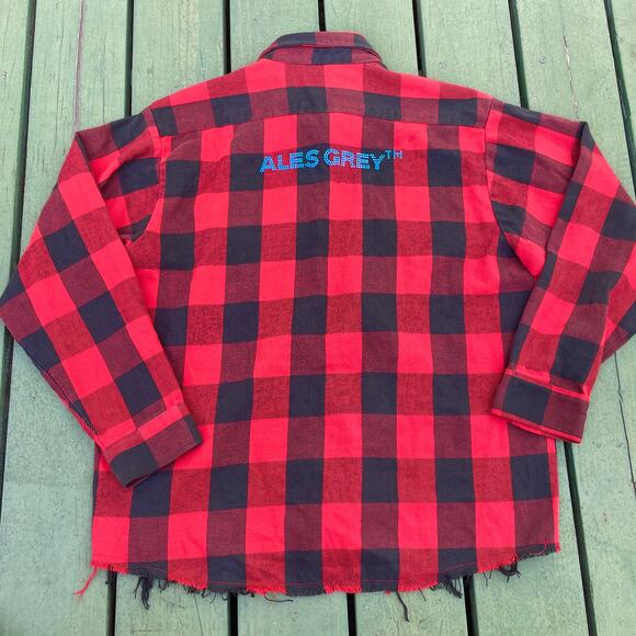 RSVP Gallery x Ales Grey Crystal Bejeweled Button Up Shirt Top sz L Large Men's - Picture 6 of 6